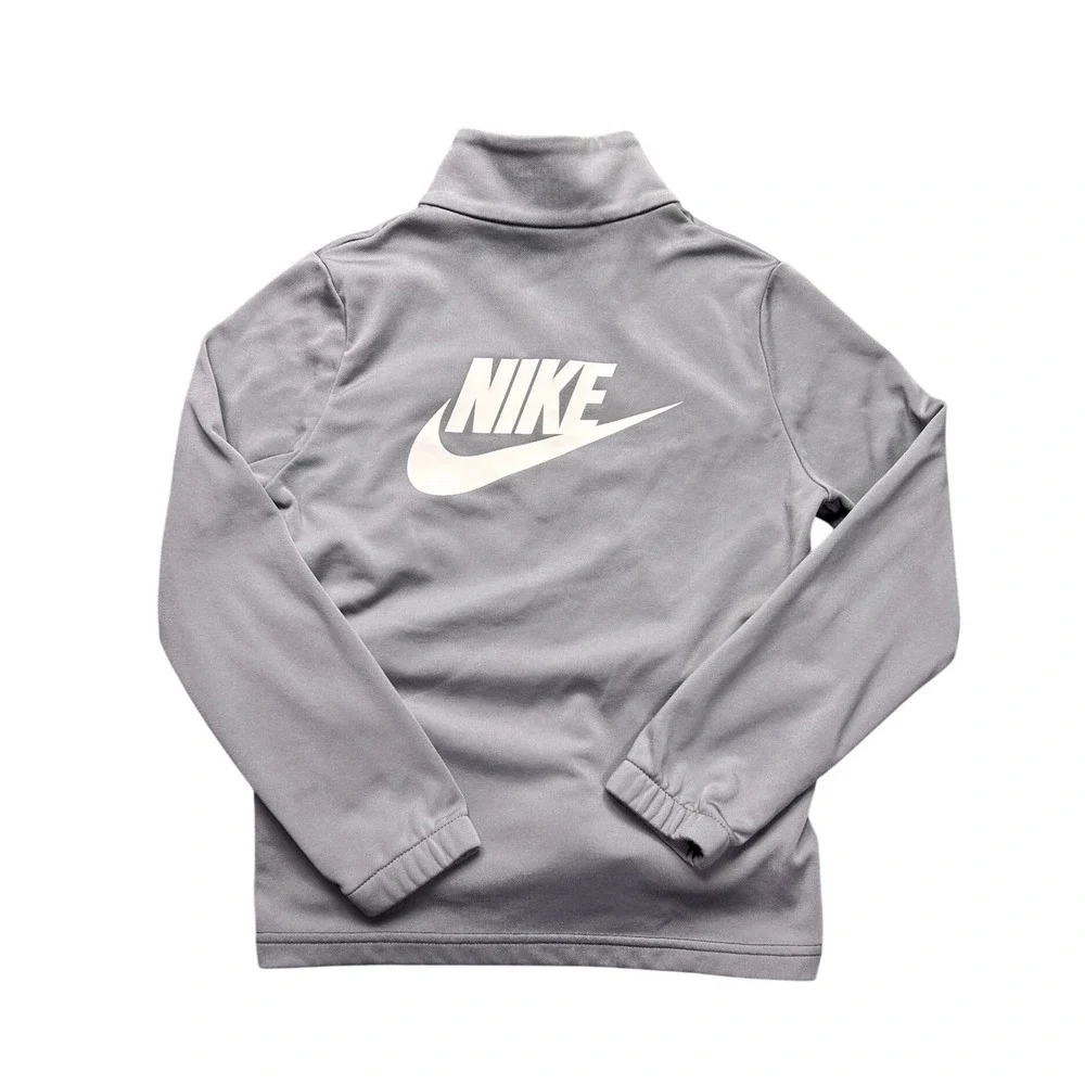 Nike Youth Medium Track Jacket Grey Black Full Zip Big Logo Athletic